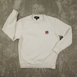 Diesel Crew Neck Long Sleeve Sweatshirt White Embroidered Logo Men's Medium